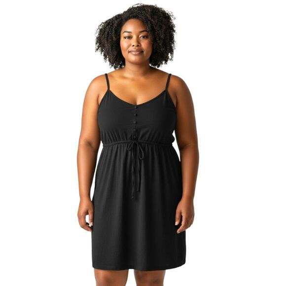 Torrid Black Rayon Cinched Waist Mini Dress - Picture 1 of 10